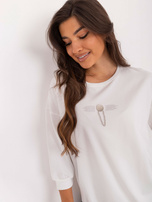 Hurtownia Ecru casualowa bluzka damska ze ściągaczem