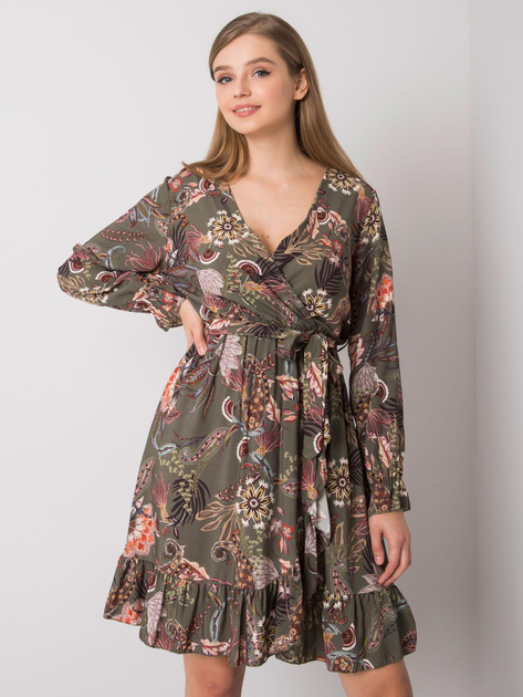 Khaki sukienka z dekoltem V Agnes OCH BELLA