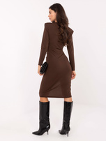 Brązowa mdi sukienka z drapowaniem RUE PARIS