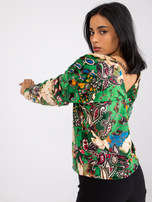 Zielona wzorzysta bluzka z łańcuszkiem Nicola