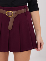 Burgundowe spódnico-szorty z zakładkami RUE PARIS 