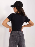 Czarna bluzka basic z krótkim rękawem SUBLEVEL 