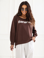 Ciemnobrązowa damska bluza z wypukłym napisem RUE PARIS