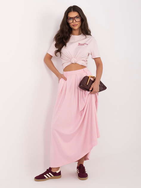 Jasnoróżowa maxi spódnica z miękkiego materiału
