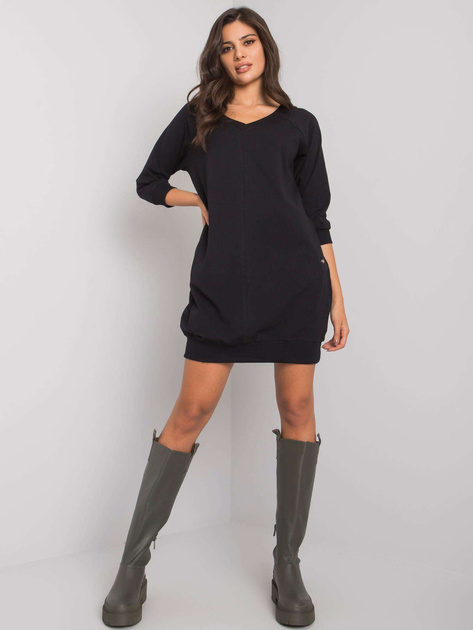 Czarna sukienka basic z bawełny Salerno