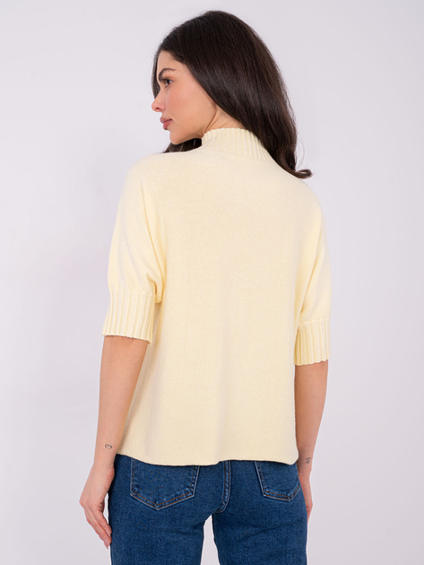 Jasnożółty damski sweter z krótkim rękawem