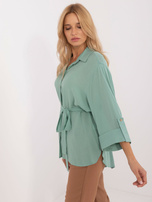 Hurt Pistacjowa damska koszula oversize z dłuższym tyłem