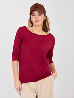 Bordowa damska bluzka basic z rękawem 3/4 RUE PARIS 