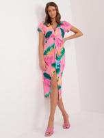 Hurtownia Różowa sukienka damska z printem