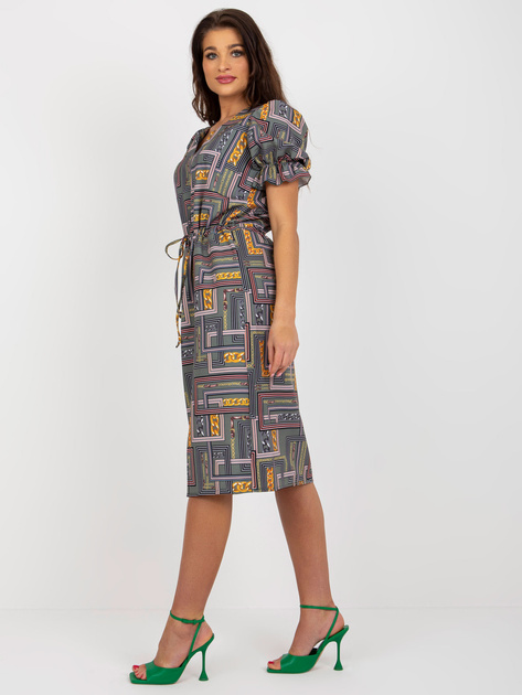 Hurt Khaki midi sukienka z printem i krótkim rękawem