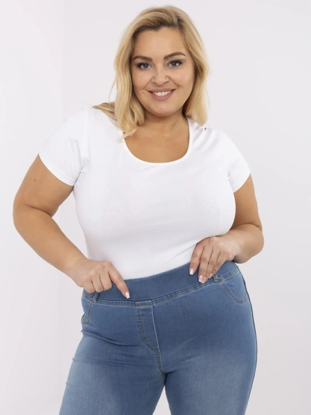 Biały damski t-shirt plus size basic RUE PARIS 