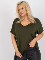 Khaki bluzka plus size o luźnym kroju Dina