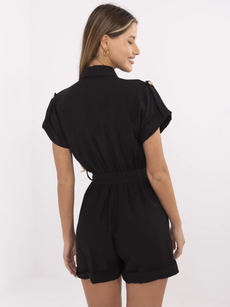Czarny krótki kombinezon z kieszeniami
