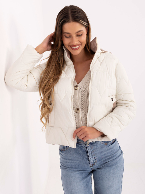 Ecru przejściowa kurtka z kapturem