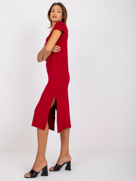 Bordowa sukienka midi na co dzień Liliane