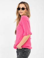 Ciemnoróżowy sweter z domieszką baby alpaki 