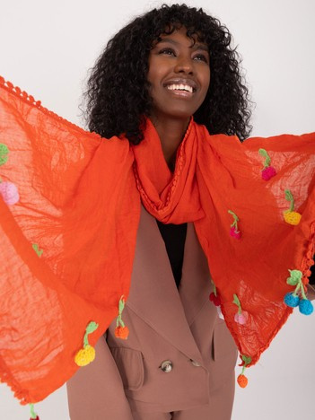 Hurtownia Pomarańczowa chusta z aplikacjami