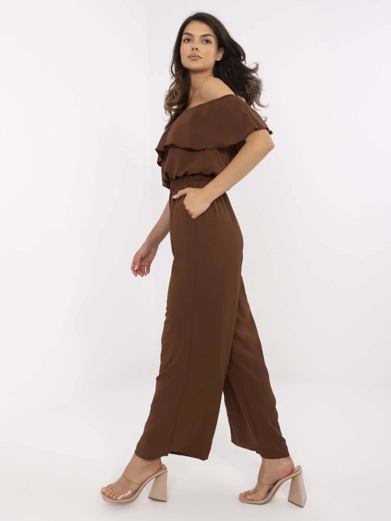 Brown long jumpsuit Spanish style.