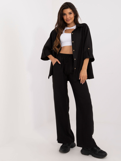 Hurt Czarny dwuczęściowy komplet letni z koszulą oversize
