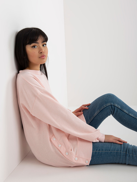 Hurt Jasnoróżowa dresowa bluza bez kaptura z zatrzaskami