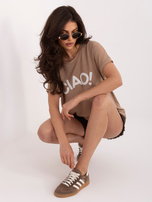 Ciemnobeżowa bluzka z miękkiego materiału RUE PARIS 