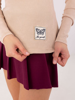 Hurt Beżowa prążkowana bluzka longsleeve z bawełny