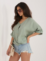 Khaki luźna bluzka na lato