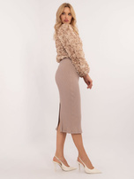 Hurtownia Ciemnobeżowa spódnica basic w prążek