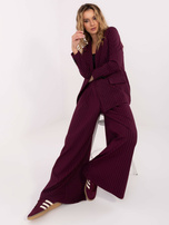 Burgundowa dwurzędowa marynarka w paski RUE PARIS