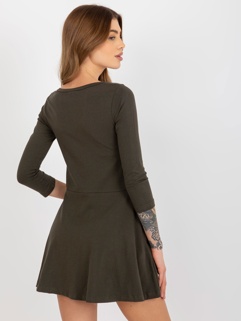 Hurt Khaki rozkloszowana mini sukienka basic z kieszeniami