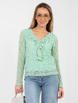 Pistacjowa koronkowa bluzka z podszewką RUE PARIS 