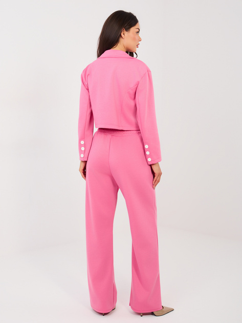Ciemnoróżowy komplet z prostymi spodniami RUE PARIS