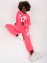 Fluo różowy dwuczęściowy komplet dresowy z bawełny