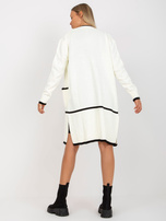 Hurt Ecru-czarny damski kardigan z kieszeniami RUE PARIS 