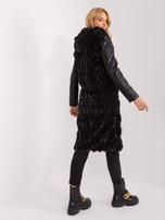 Hurtownia Czarna futrzana kamizelka z suwakiem