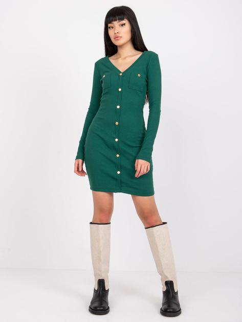 Ciemnozielona prążkowana sukienka Cindy RUE PARIS