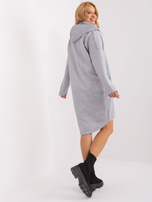 Hurt Szara melanżowa długa bluza basic z kapturem