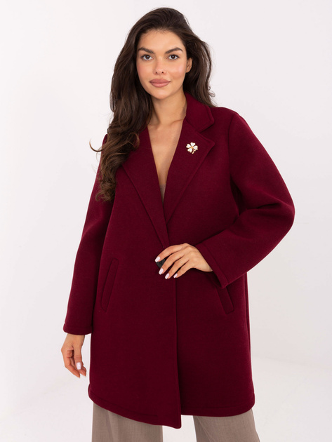 Bordowy płaszcz z piankowego materiału RUE PARIS