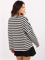 Hurt Czarno-biała damska bluza oversize z dekoltem V