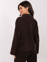 Ciemnobrązowa sztruksowa koszula z długim rękawem