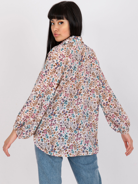 Beżowa zwiewna bluzka z kwiatowym nadrukiem ZULUNA