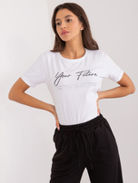 Hurtownia Biały damski t-shirt z okrągłym dekoltem