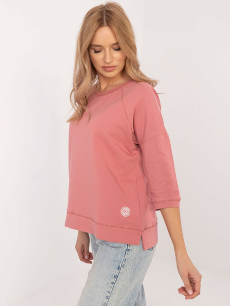 Hurt Brudnoróżowa damska bluzka basic z rękawem 3/4