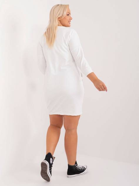 Hurt Ecru prosta sukienka plus size z kieszeniami