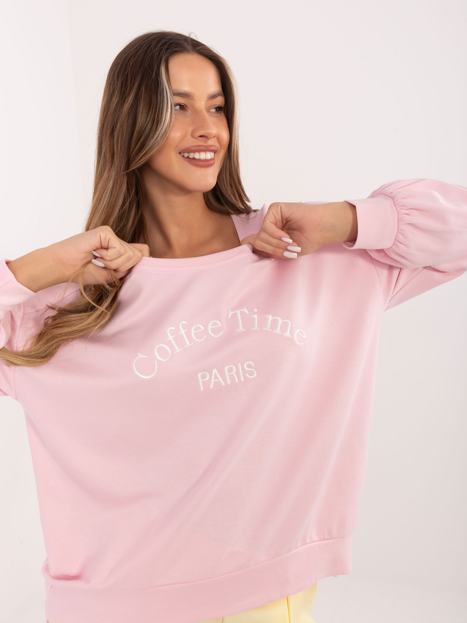 Jasnoróżowa damska bluza oversize RUE PARIS 