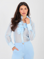 Jasnoniebieska półprzezroczysta koszula z żabotem