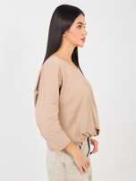 Ciemnobeżowa bawełniana bluzka basic RUE PARIS 