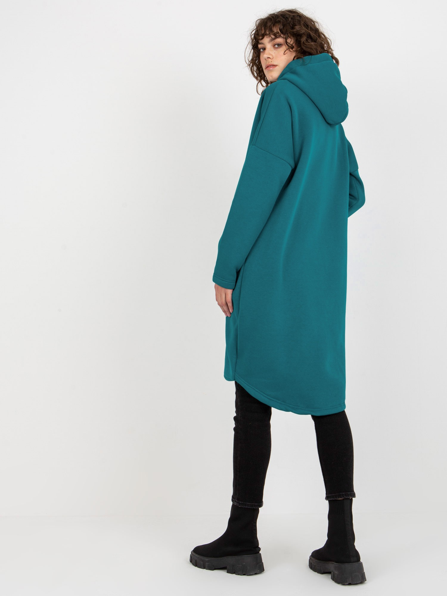 Hurt Morska długa dresowa bluza basic z kapturem Stunning