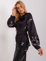 Hurt Czarna bluzka wizytowa z długim rękawem