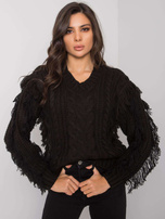 Czarny sweter w warkocze Oregon RUE PARIS